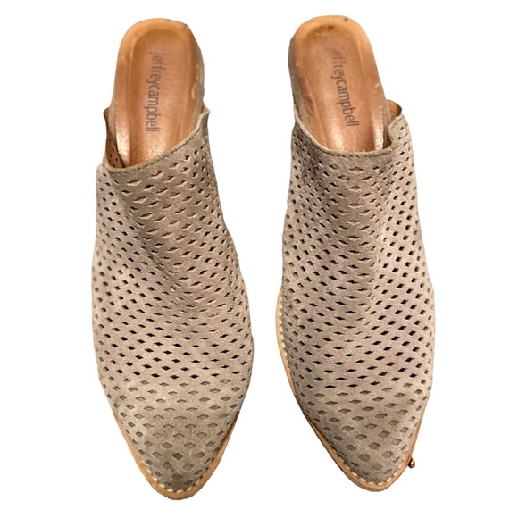 Authentic Jeffrey Campbell Favela Block Heel Mules Taupe 10 - Picture 3 of 6